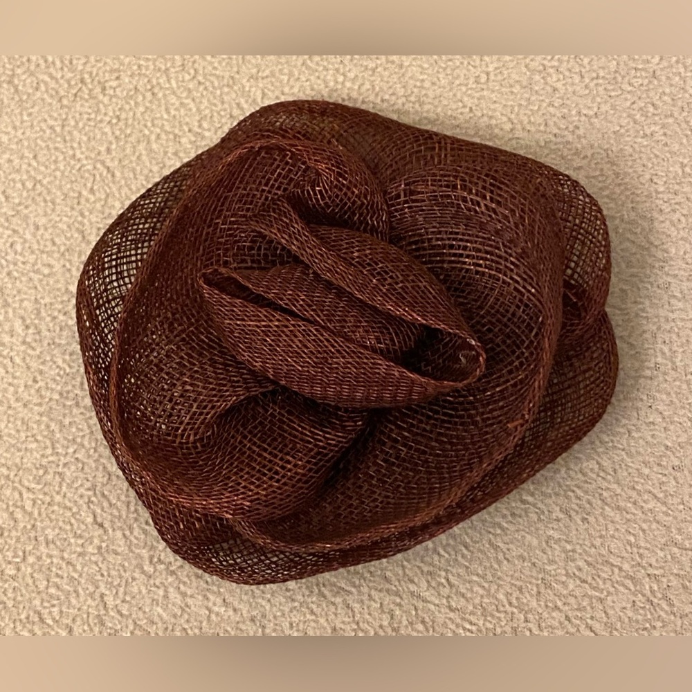 Brown Fabric Flower Boho Shabby Chic Rustic Cottagecore Magnet Pin Brooch